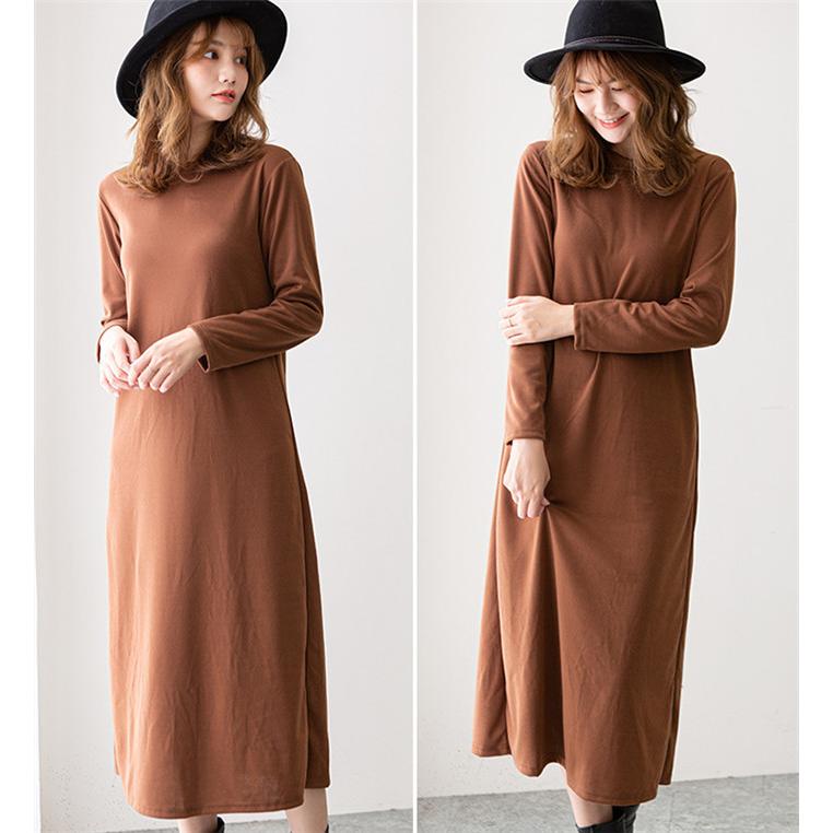 ワンピース ロングワンピース 長袖 秋 部屋着 パジャマ 体型カバー