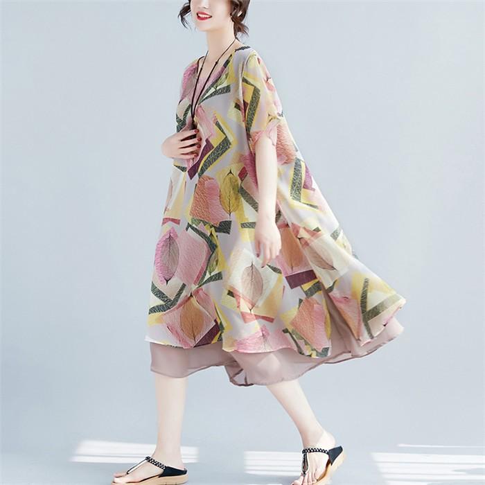 ワンピース シフォンワンピース 体型カバー レディース シフォン Aライン フレア ロング丈 花柄 半袖 ロングワンピース 着痩せ 夏ワンピース 30代 40代 50代 Cd Bh 0112 Youdear 通販 Yahoo ショッピング