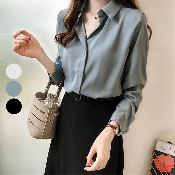 シャツブラウス 長袖 プルオーバー レディース シャツ ブラウス トップス ゆったり 大きいサイズ Ol オフィス 通勤 体型カバー 秋 コーデ 無地 上品 きれいめ Cd Bl 0059 Youdear 通販 Yahoo ショッピング