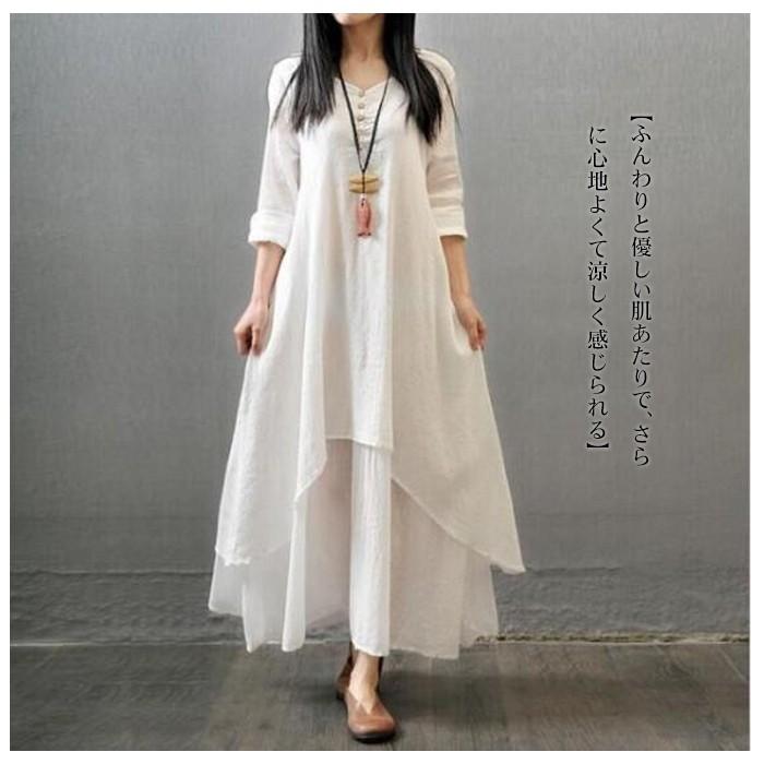 エッセンシャルズ ワンピース コットンリネン ロングワンピース 綿麻混 長袖 ロング丈ワンピース 体型カバー 大きいサイズ 春 夏 ワンピ 着痩せ 30代40代50 期間限定開催 Carlavista Com