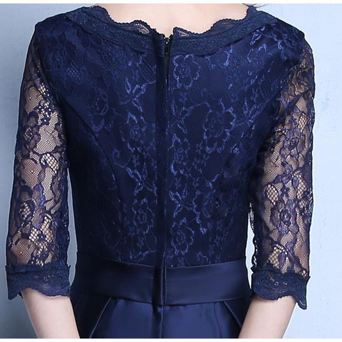 即納 パーティードレス 結婚式 ドレス 袖あり 二次会 ウェディング