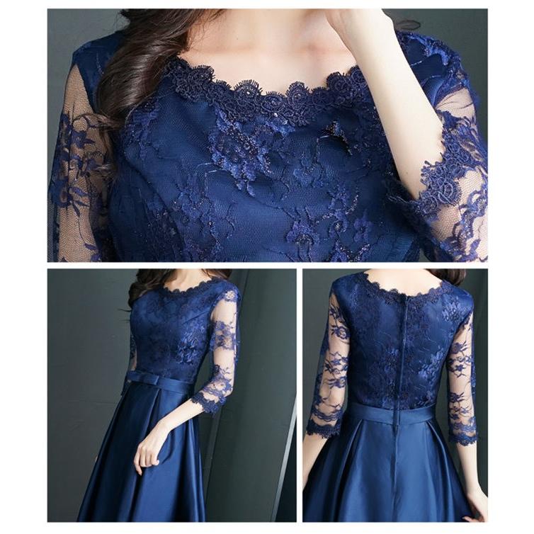 パーティードレス 結婚式 ドレス 袖あり 二次会ドレス フレア