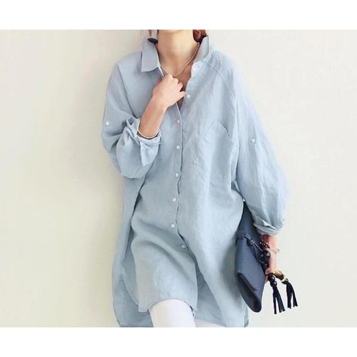 シャツワンピース ブラウス レディース シャツ トップス ロングシャツ 