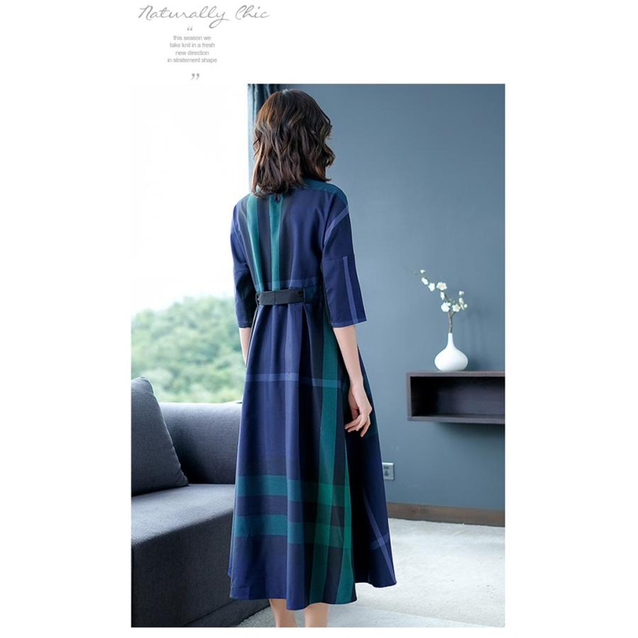 ロングワンピース チェック レディース ワンピース きれいめ 40代 ベルト付き ゆったり 体型カバー フレアワンピース 大きいサイズ 綿麻混ワンピース 着痩せ Cxj Mdp406 Youdear 通販 Yahoo ショッピング