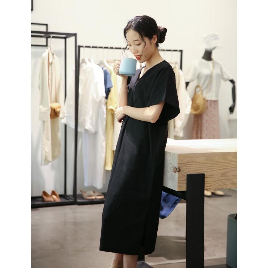 ワンピース レディース リネンワンピース Vネック スリット マキシワンピース 大きいサイズ ゆったり 綿麻混ワンピース 夏 ロングワンピース Cxj Mdp505 Youdear 通販 Yahoo ショッピング