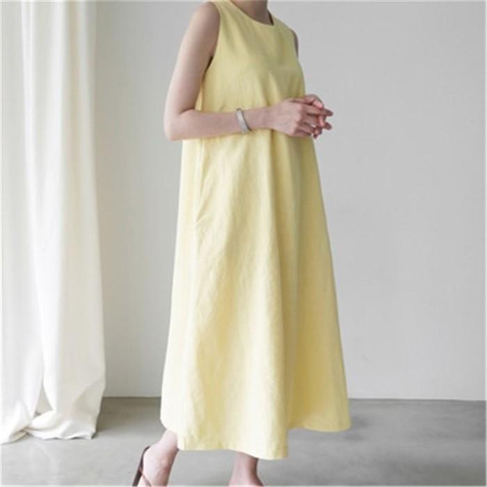 MAKUSA ブラックノースリーブ リネン ロングワンピース MAKUSA ブラックノースリーブ リネン ロングワンピース MAKUSA