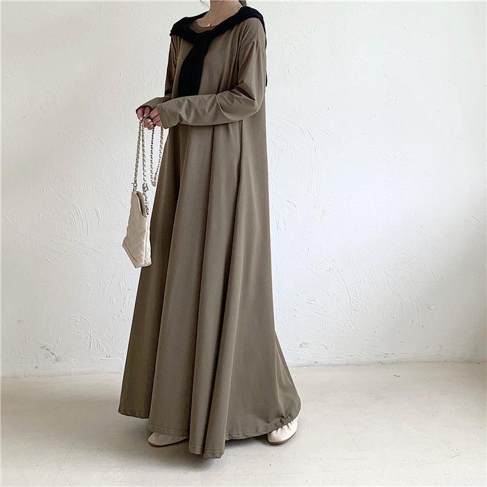 ワンピース レディース 秋 長袖 マキシワンピース ロングワンピース フレア マキシ丈 丸首 長袖 綿 重ね着 体型カバー ゆったり シンプル 春 秋冬 Cxt Ba 074 Youdear 通販 Yahoo ショッピング