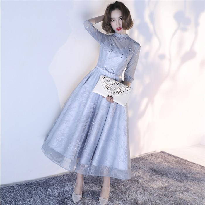 パーティードレス ドレス 結婚式 ワンピース 袖あり ロングドレス 演奏