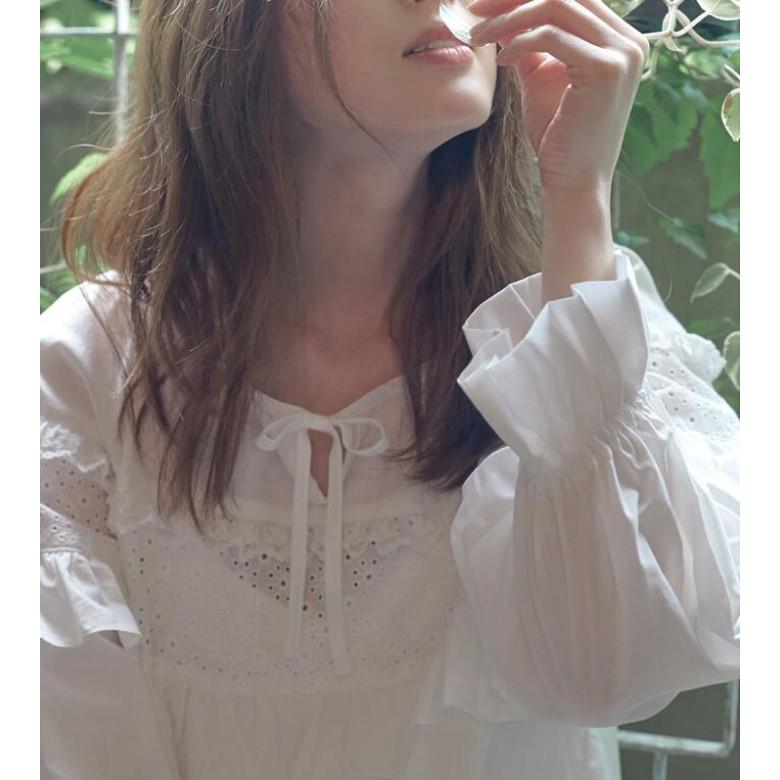 パジャマ レディース ルームウエア 部屋着 ワンピース 春 夏 レース Pajamas コットン 無地 ホワイト 白 ロングワンピース ゆったり 長袖 Hs Bi 001 Youdear 通販 Yahoo ショッピング