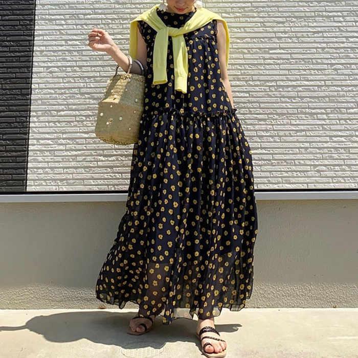 ワンピース レディース ロングワンピース ロング丈 ノースリーブ ワンピ 花柄 体型カバー ゆったり シンプル かわいい 春 夏 大きいサイズ Hs Cg 081 Youdear 通販 Yahoo ショッピング