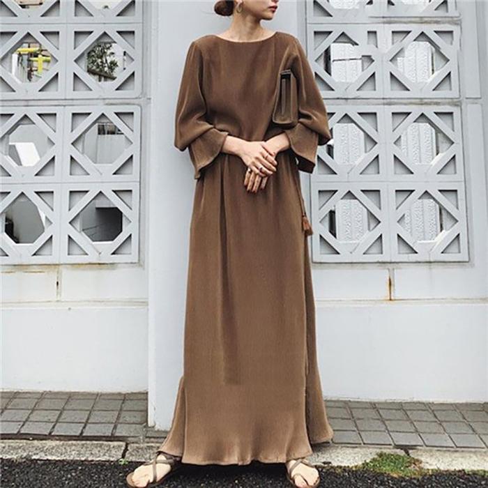 ワンピース 長袖ワンピース レディース 綿 マキシ 無地 春秋 ロングワンピース Hs Ch 005 Youdear 通販 Yahoo ショッピング