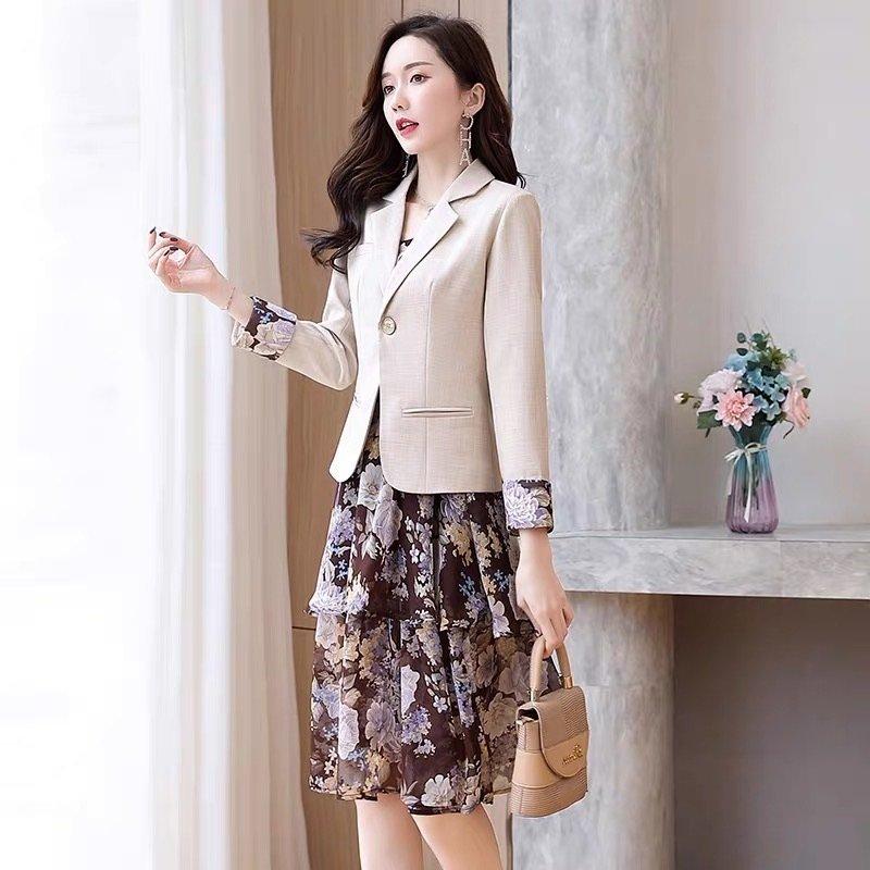 春コーデ セットアップ レディース ワンピース 春 夏 スカートスーツ 花柄 ママフォーマル 40代 おしゃれ 2点セット 発表会 音楽会 服 母 オフィス 通勤 Ol Hs Ch 057 Youdear 通販 Yahoo ショッピング