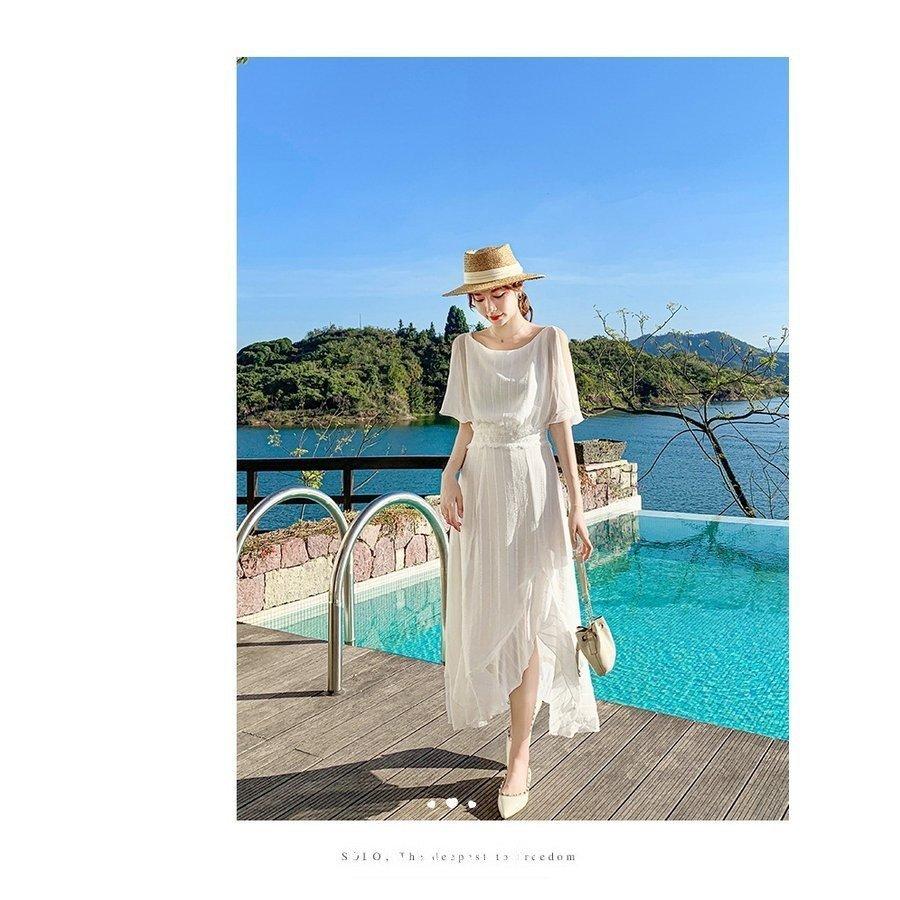 ワンピース レディース 40代 マキシワンピース 春 夏 ワンピース 白シフォン スリットフレアスカート オシャレ韓国風 大人上品 30代 結婚式ドレス お出かけ Hs Ch 060 Youdear 通販 Yahoo ショッピング