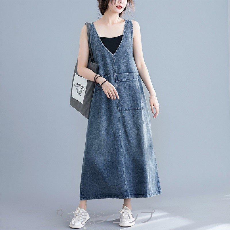 大きいサイズ デニム　ワンピース　ノースリーブ　レディース 春夏　 新品 デニムワンピース レディース 春 夏 40代 ノースリープ タンク