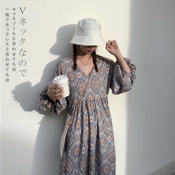 ワンピース 夏 レディース 半袖 5分袖 ロングワンピース 花柄 