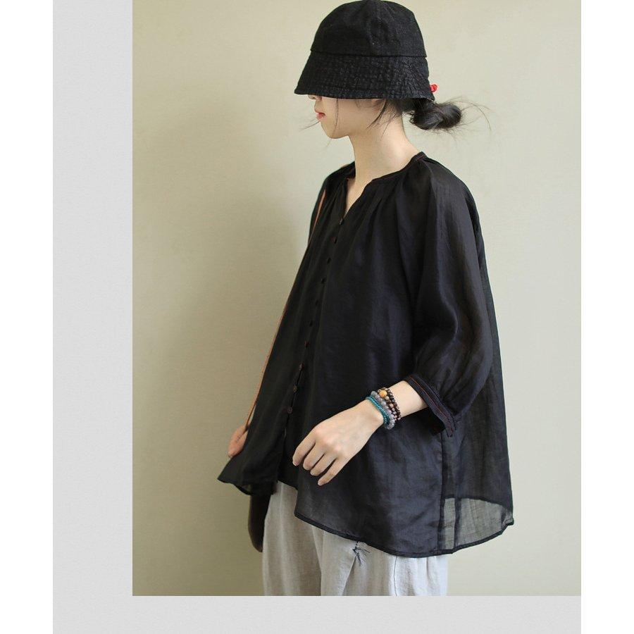 ブラウス レディース 40代 春夏新作 オシャレブラウス リネンシャツ 七