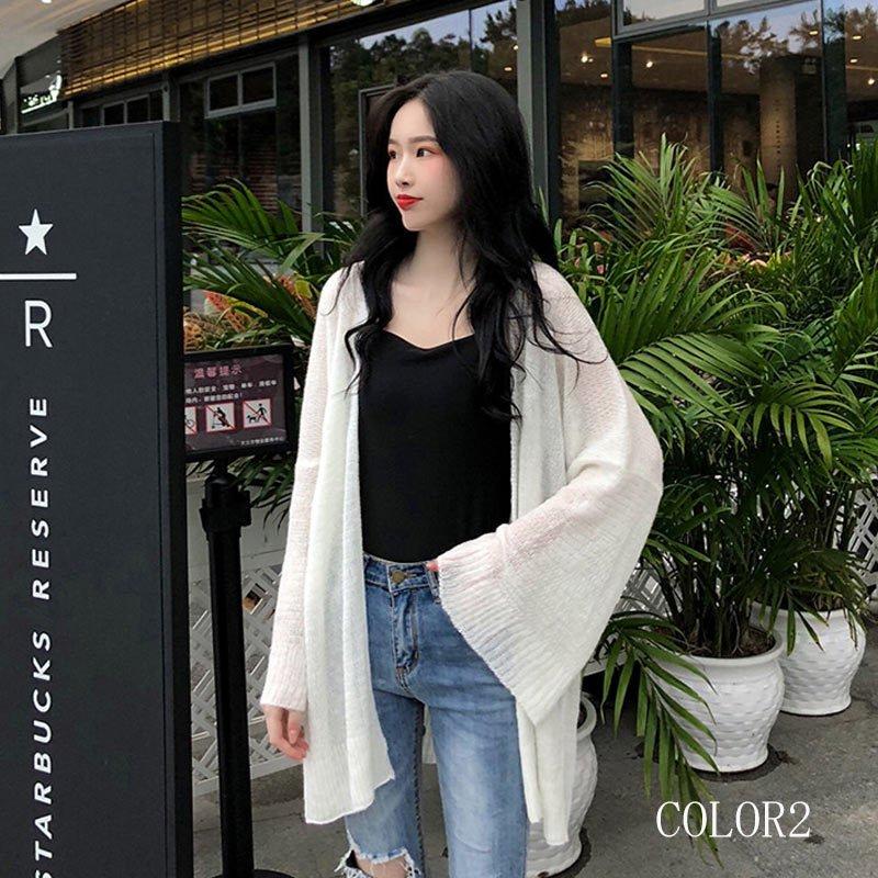 カーディガン レディース 春 春夏 サマー ニット 長袖 フレアスリーブ ロング丈 おしゃれ トップス コーデ 透かし 前開き エアコン対策 冷房対策 カジュアル Hs Ci 034 Youdear 通販 Yahoo ショッピング