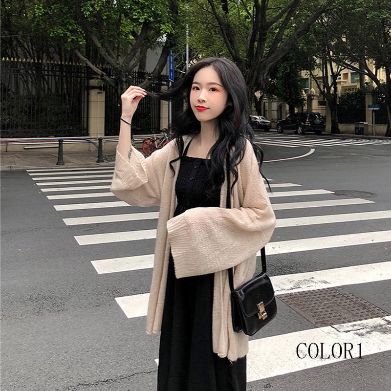 カーディガン レディース 春 春夏 サマー ニット 長袖 フレアスリーブ