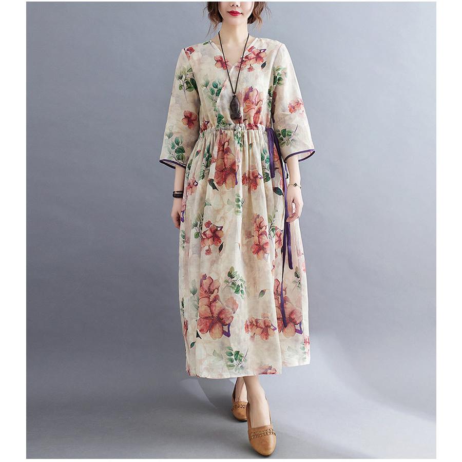 ワンピース 春夏 ワンピ ロングワンピース レディース 総柄 花柄 ワンピース 春夏 ワンピ ロングワンピース レディース 総柄 花柄