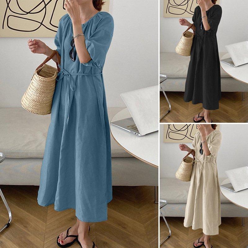 ワンピース レディース 40代 キレイめ マキシワンピース 春夏 半袖ワンピース 無地 リネン ロングスカート オシャレ 大きいサイズ 大人可愛い30代 50代 Hs Ci 062 Youdear 通販 Yahoo ショッピング