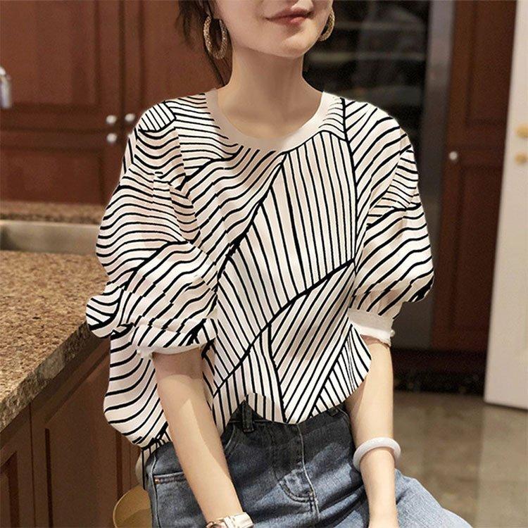 Tシャツ トップス レディース きれいめ 40代 幾何柄 半袖トップス 白インナー オシャレ ブラウス Tシャツ 綿 大きいサイズ 着痩せ 韓国風 Hs Ci 095 Youdear 通販 Yahoo ショッピング
