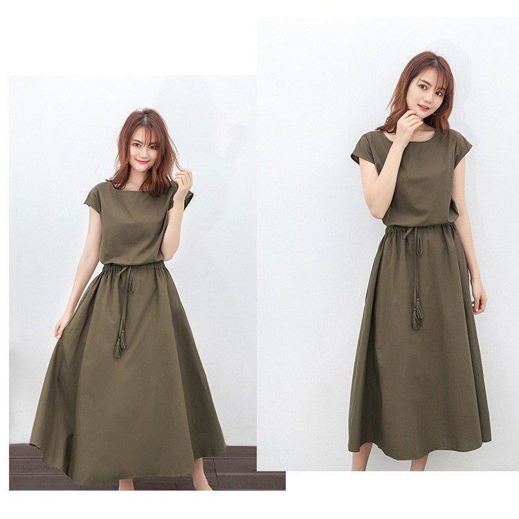 ロングワンピース レディース 夏 ワンピース シャツワンピース 体型