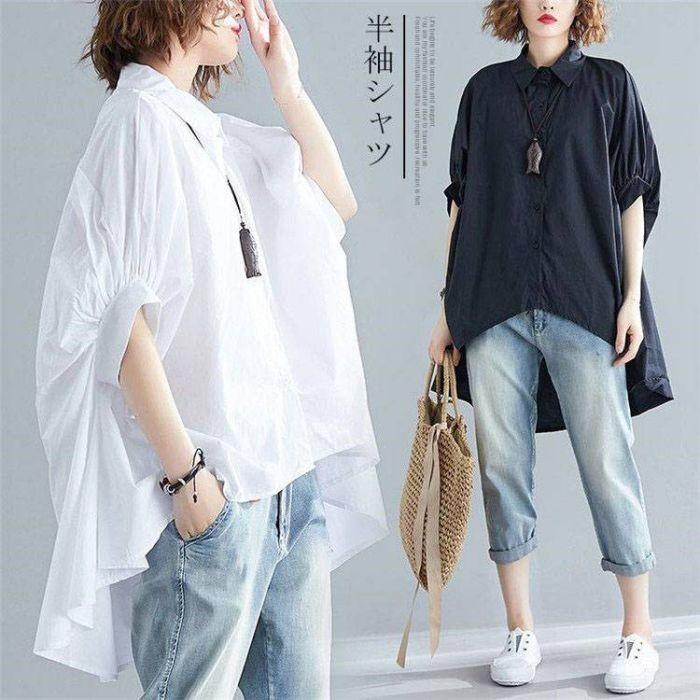 シャツ ブラウス トップス シャツブラウス レディース 春 夏 折り襟 コーデ ギャザー 無地 5分袖 綿 コットンリネン ｔシャツ 30代 40代 2色 パフスリーブ Hs Cj 034 Youdear 通販 Yahoo ショッピング