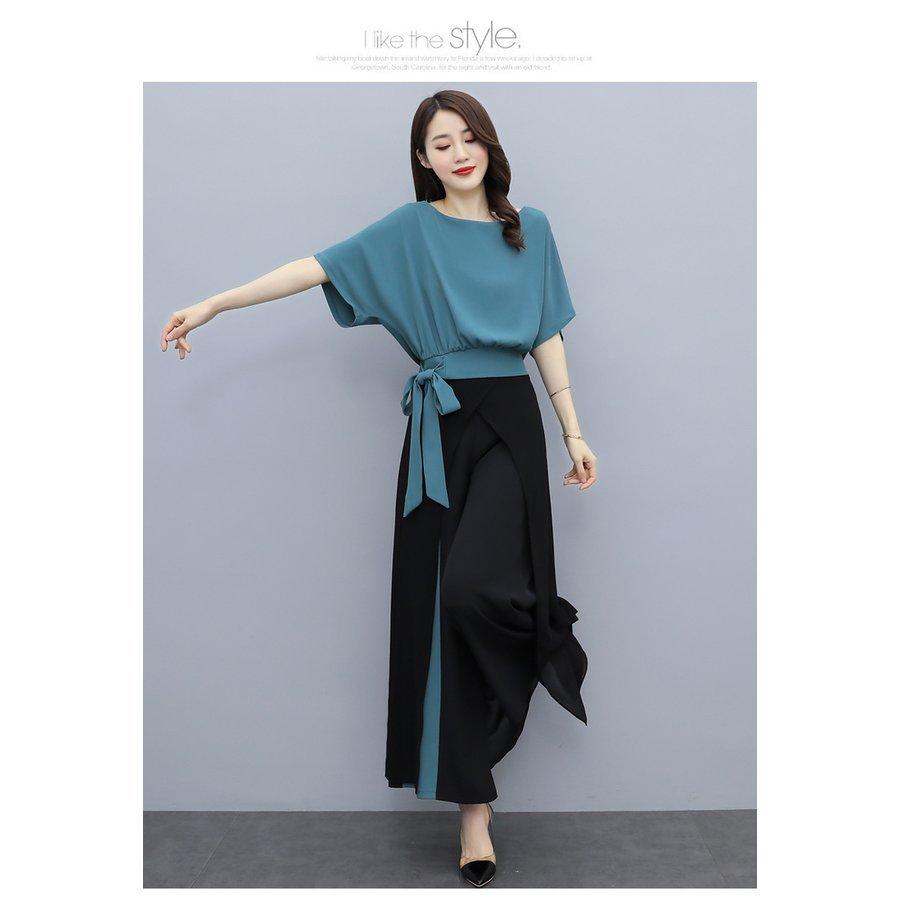 セットアップ レディース 春夏 オシャレセットアップ 半袖ブラウス 九