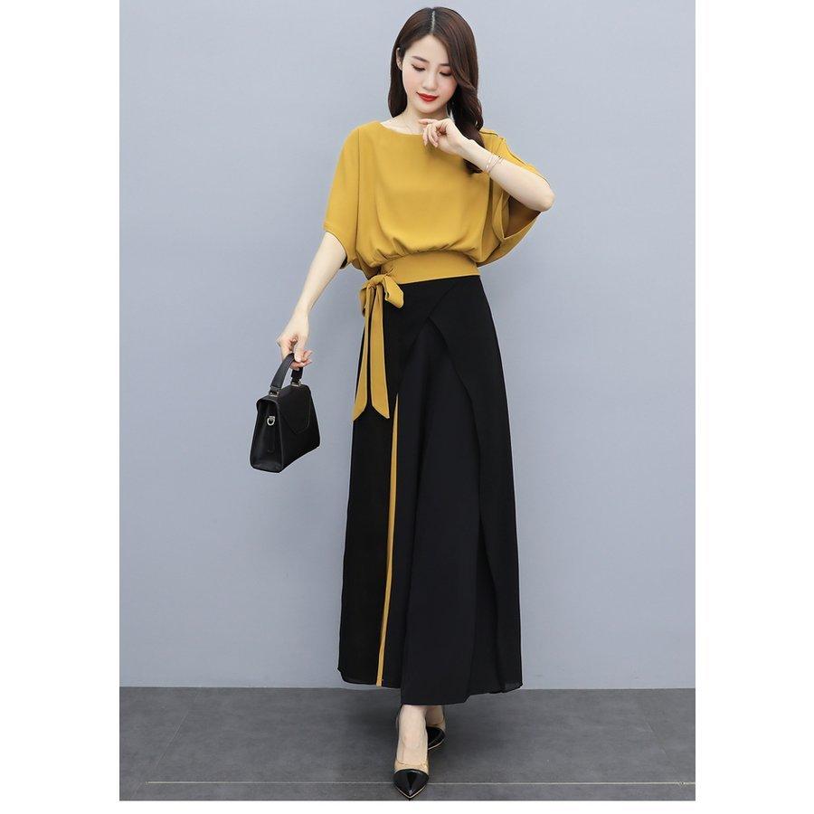 セットアップ レディース 春夏 オシャレセットアップ 半袖Tシャツ七分丈パンツ シフォン 大きいサイズ2点セット カジュアル 韓国風 通勤 40代 セットアップ レディース 春夏 オシャレセットアップ 半袖ブラウス 九