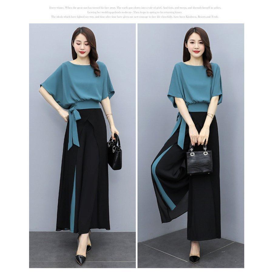 セットアップ レディース 春夏 オシャレセットアップ 半袖ブラウス 九