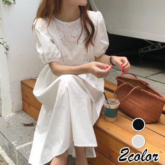 ワンピース レディース 40代 春夏新作 キレイめ マキシ丈ワンピース 花刺繍 半袖ワンピース パフスリーブ Aラインスカート ゆったり オシャレ通勤 カジュアル Hs Ck 009 Youdear 通販 Yahoo ショッピング