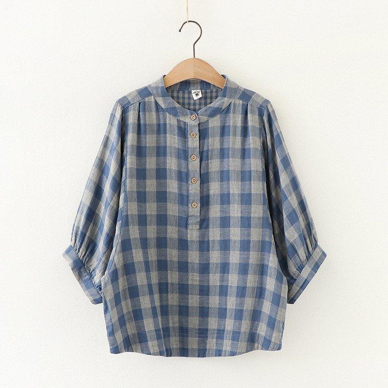 シャツ ブラウス トップス レディース 40代 夏 綿麻 チェック柄 シャツ ブラウス トップス レディース 40代 夏 綿麻 チェック柄