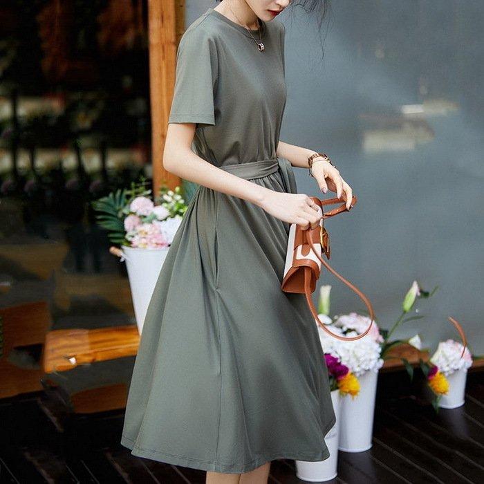 ワンピース レディース 40代 きれいめ膝丈ワンピース 春夏新作 半袖ワンピース ひざ丈スカート Aライン ゆったり オシャレ韓国風 お出かけ 30代 カジュアル Hs Ck 062 Youdear 通販 Yahoo ショッピング