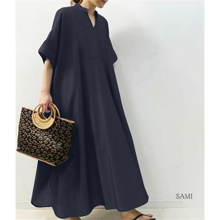 あお　ロンパース70.80.ワンピース80.90.100 大きいサイズ＞綿100％汗染みしにくいAラインロングワンピース