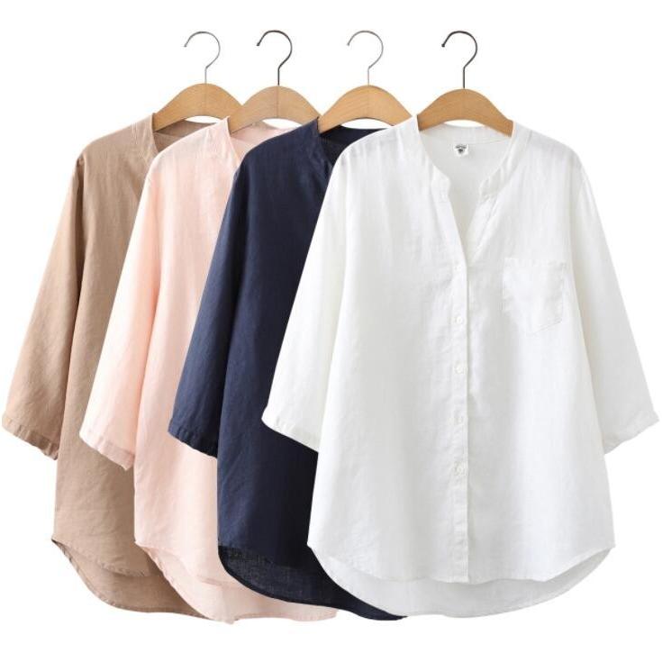リネン ブラウス シャツ ガーゼブラウス レディース 七分袖 7分袖 おしゃれ かわいい 大きいサイズ オフィス Hs Cl 058 Youdear 通販 Yahoo ショッピング