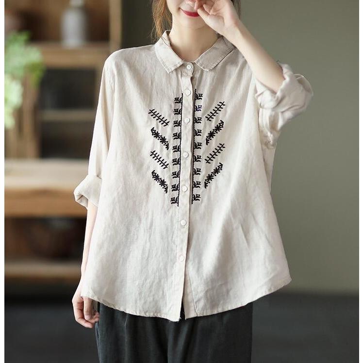 ブラウス 長袖 刺繍ブラウス レディース きれいめ シャツ トップス シャツブラウス 折襟 刺繍 秋 綿麻 40代 秋 春 上品 大人可愛い 30代 Hs Cl 090 Youdear 通販 Yahoo ショッピング