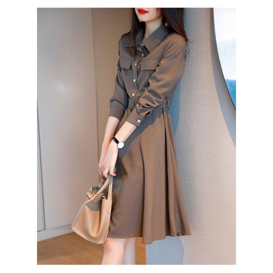 シャツワンピース レディース 40代ワンピース 春秋 長袖ワンピース