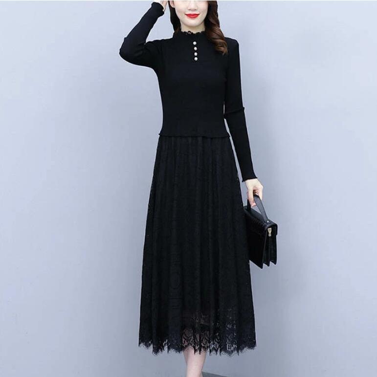 レース ワンピース レディース ロングワンピース 花柄 ニット レース ワンピース レディース ロングワンピース 花柄 ニット