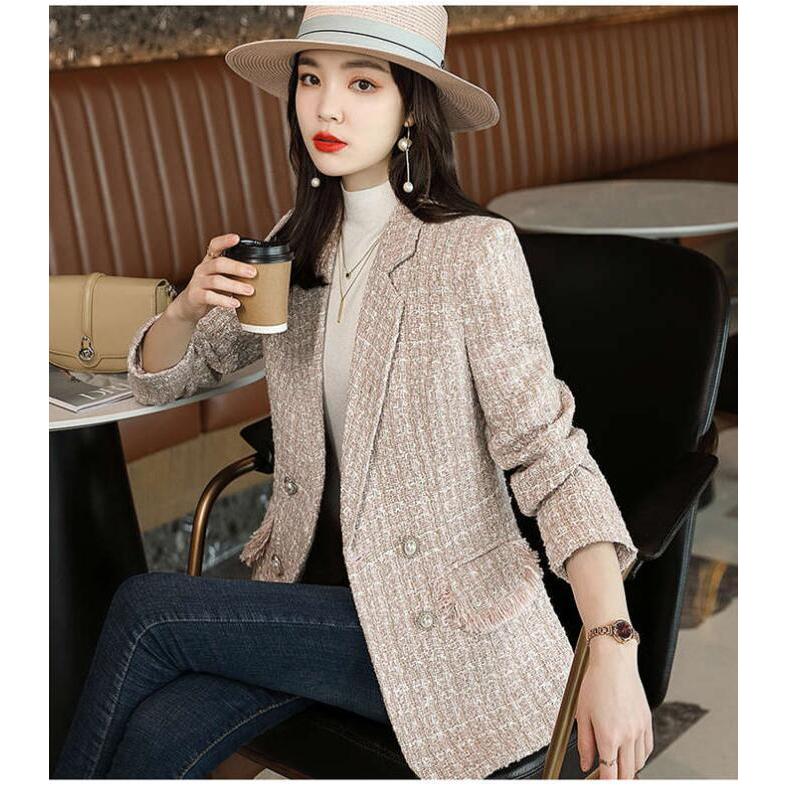 ジャケット レディース 細身 着痩せ 春 秋 テーラードジャケット チェック柄 ロング丈ジャケット ミディアム丈 スーツジャケット コート アウター 名入れ無料