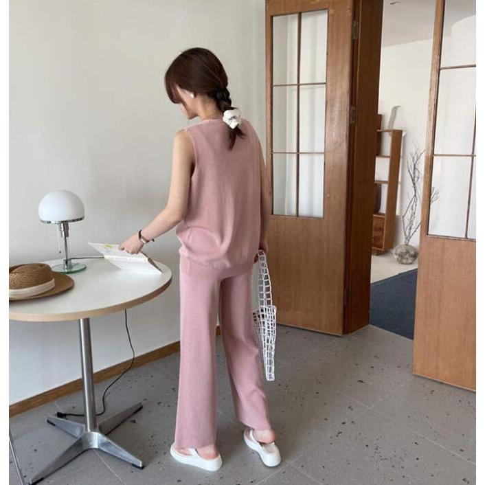 激安商品 パンツセットアップ レディース サマーニット セットアップ カーディガン 袖なし パンツドレス 春 夏 夏服 上下セットアップ ワイドパンツ Simbcity Net