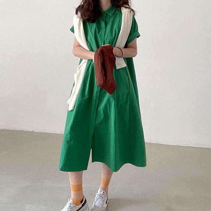 シャツワンピース レディース ロングワンピース ロング丈 ミモレ丈