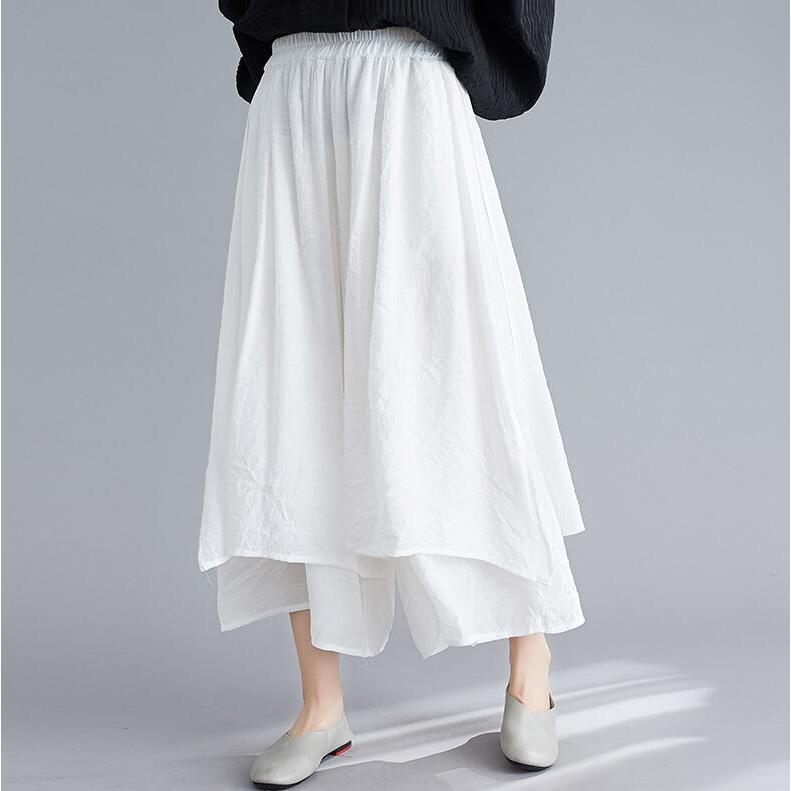 ワイドパンツ レディース 春 夏 ガウチョパンツ ロング丈 綿麻混 スカーチョ 体型カバー ゆったり カジュアル ナチュラル 20代 30代 ...