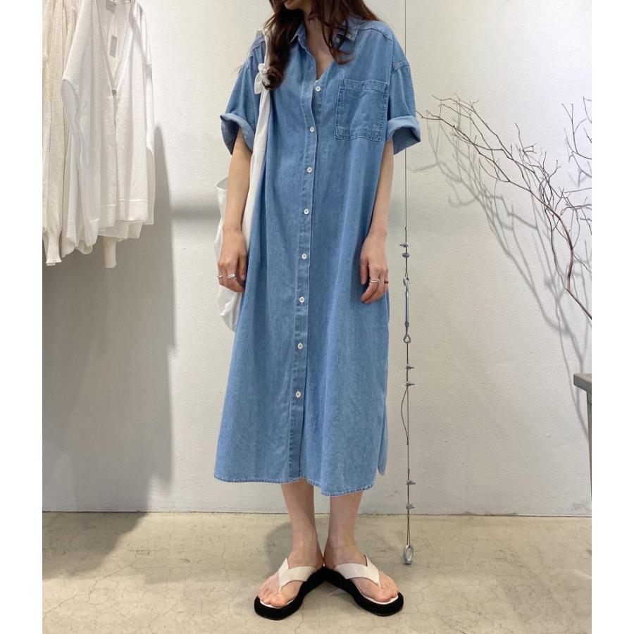 シャツワンピース レディース ワンピース 五分袖 春夏 前開き  