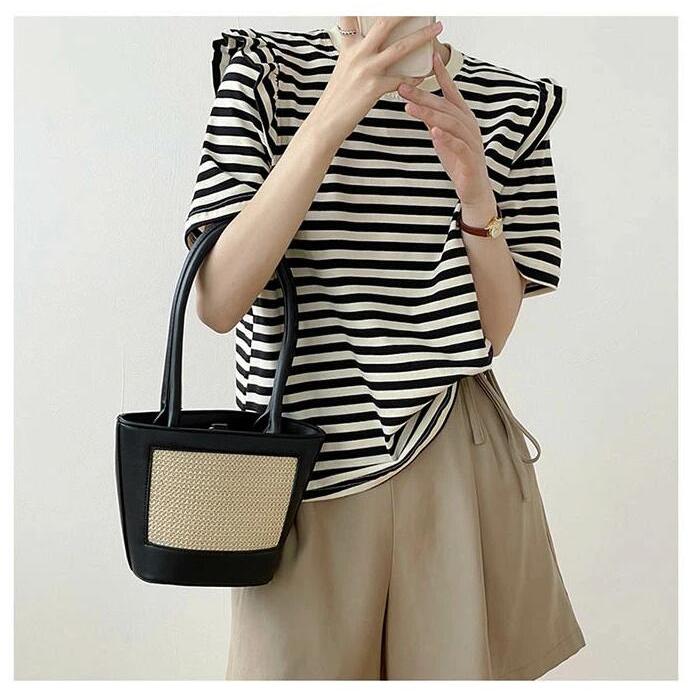 Tシャツ レディース 半袖 ボーダー フリル カットソー トップス フリル