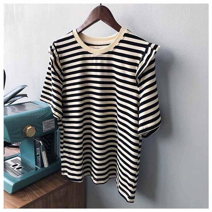 Tシャツ レディース 半袖 ボーダー フリル カットソー トップス フリル