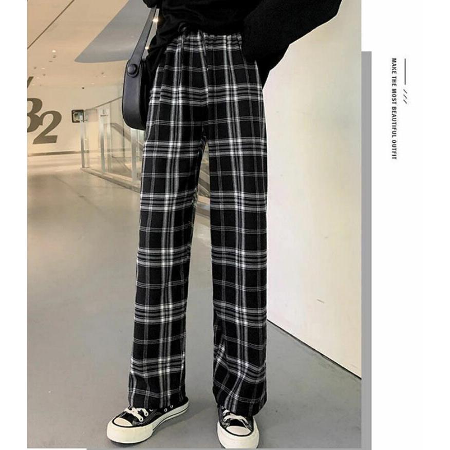 ロングパンツ レディース きれいめ ストレート 春 秋 冬 チェック柄