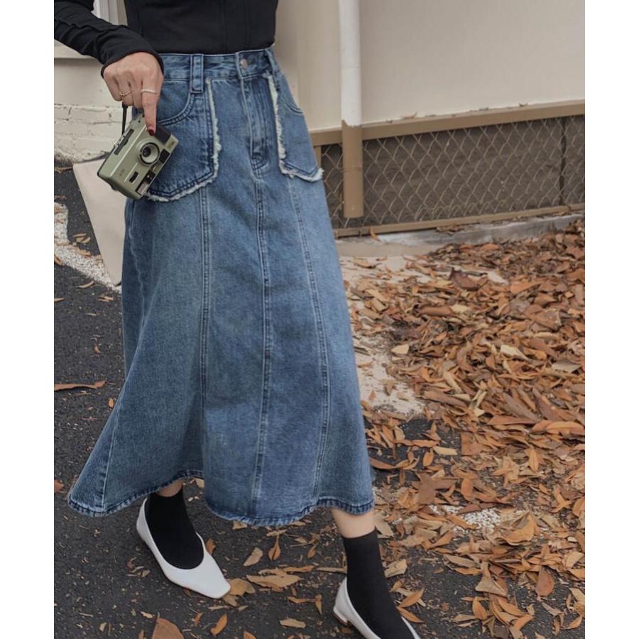 マーメイドスカート デニムスカート ロング 秋冬 ボトムス 春