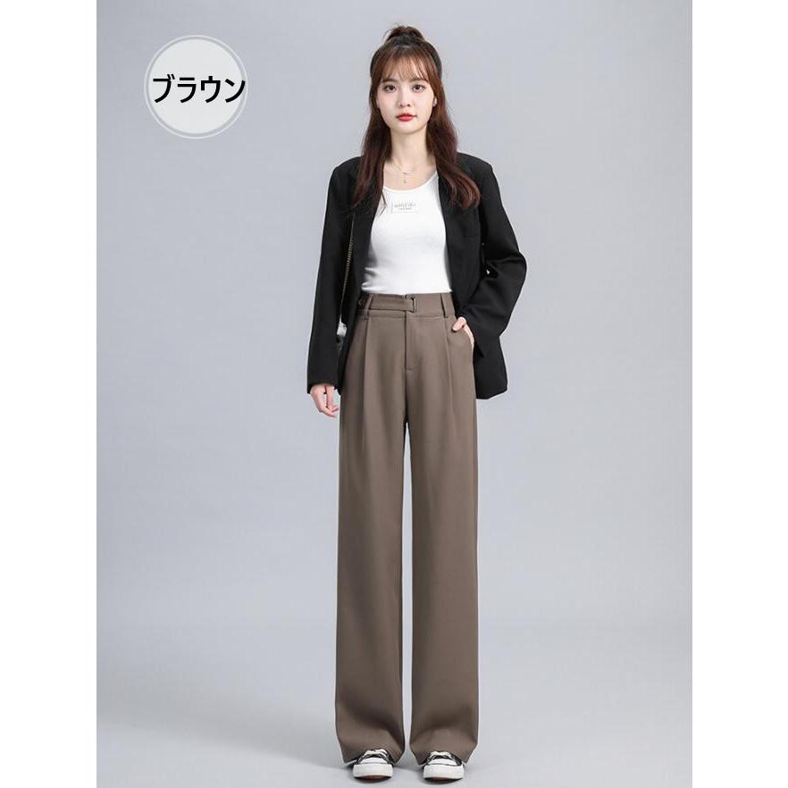 ストレートパンツ ハイウエスト 美脚 レディース ワイドパンツ ハイウエストパンツ ズボン 長ズボン ロングパンツ ストレート ウエストゴム ゆったり ストレートパンツ ハイウエスト 美脚 レディース ワイドパンツ ハイ