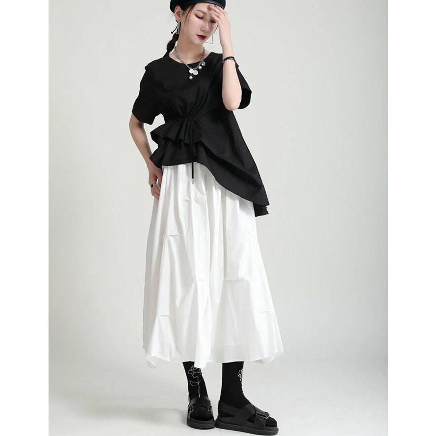 ロングスカート ボリューム裾 スカート レディース ミモレ丈