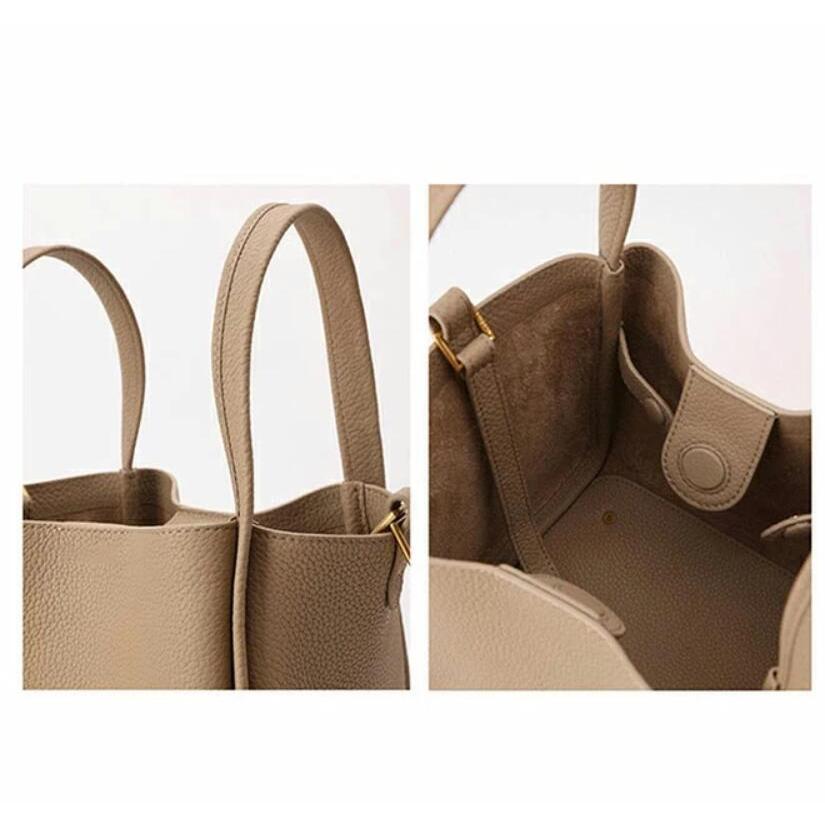 プレミアム 本革 キューブバッグ ハンドバッグ PM ベージュグレージュ 本革 キューブバッグ PMサイズ グレージュ 白ステッチ | バンコク